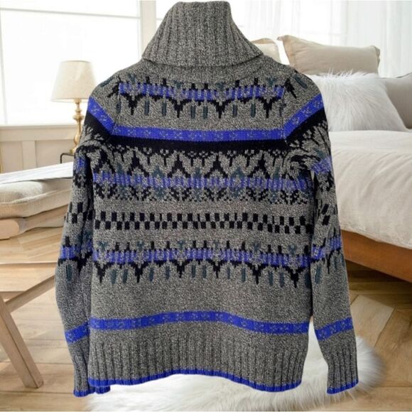 MADEWELL CHUNKY KNIT MERINO WOOL FAIR ISLE GRANDPA TURTLENECK SWEATER - Picture 6 of 13